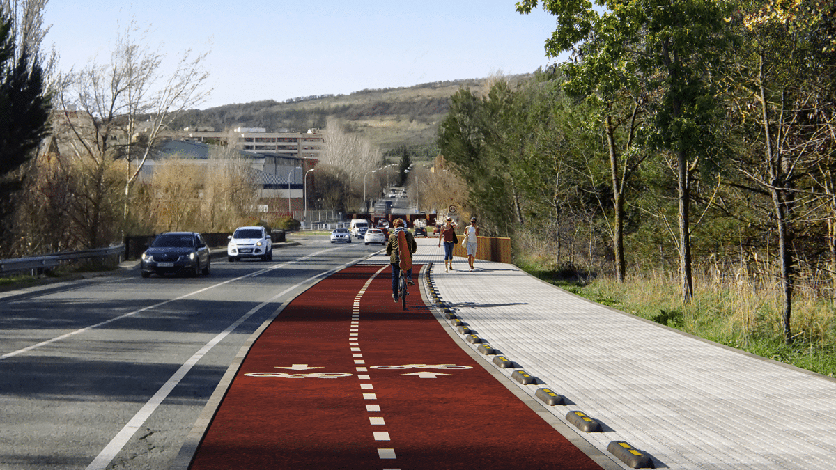 carril peatonal ciclable huarte sarriguren burlada